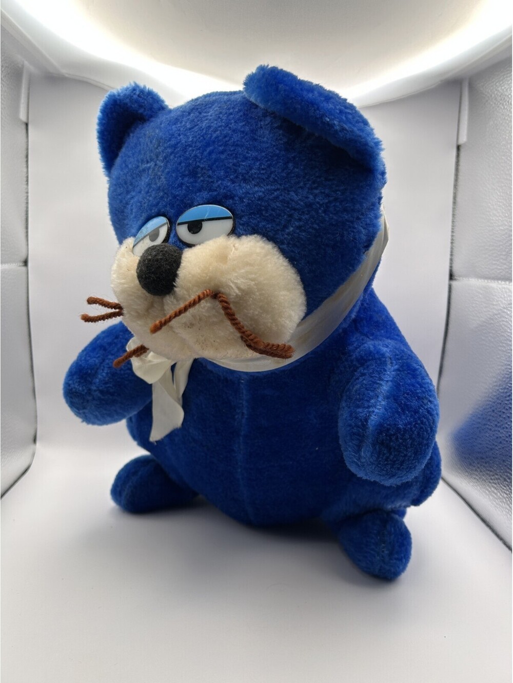 1984 A-I Novelty Blue Cat Plush Sleepy Eyes Korea